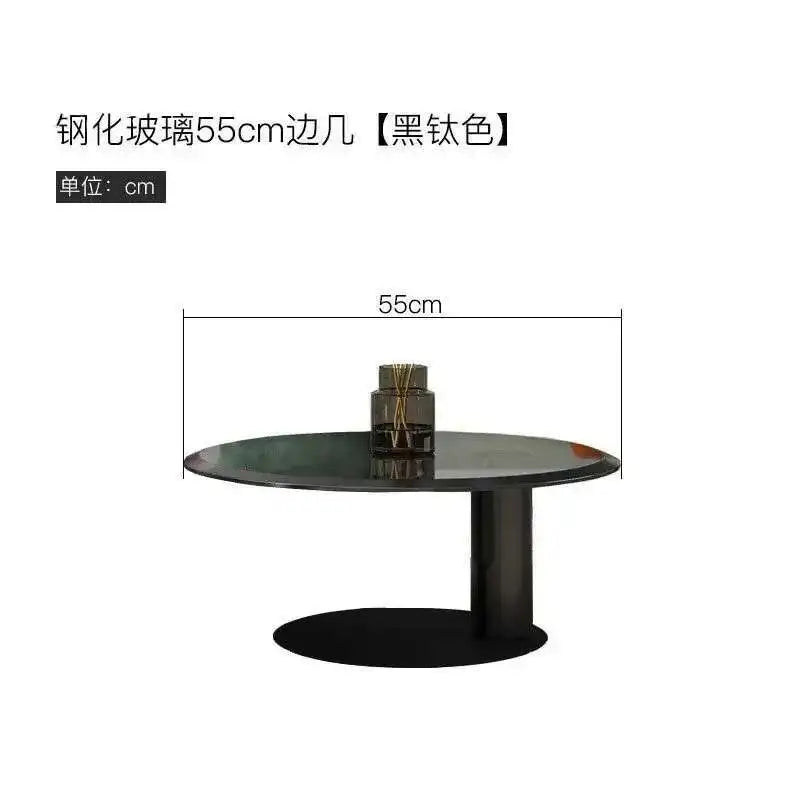 Designer Stainless Steel Coffee Tables European Luxury Round Tea Table Living Room Furniture Italian Tempered Glass Side Table by HARMONYA STORE