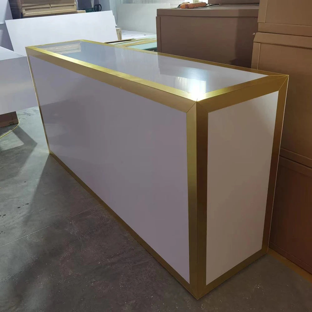 Party Use Bar Furniture Straight Shape Stainless Steel Frame White Acrylic Portable Folding Bar Tables by HARMONYA STORE