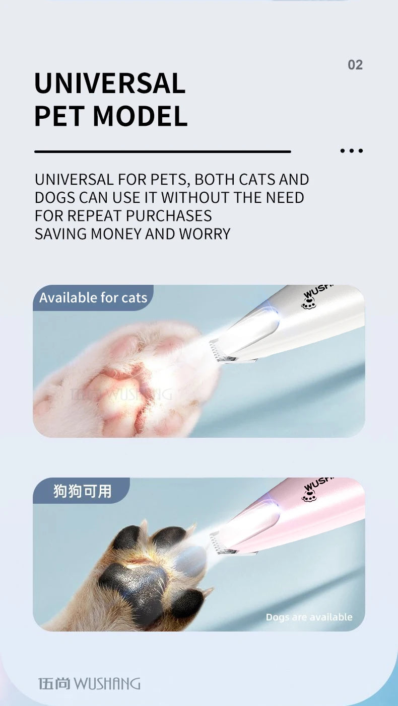 Pet Dog Electric Groomer Trimmer with LED Light Waterproof Pet Foot Hair Trimmer Low Noise Cat Dog Face Foot Ear Hip Paw Shaver by HARMONYA STORE