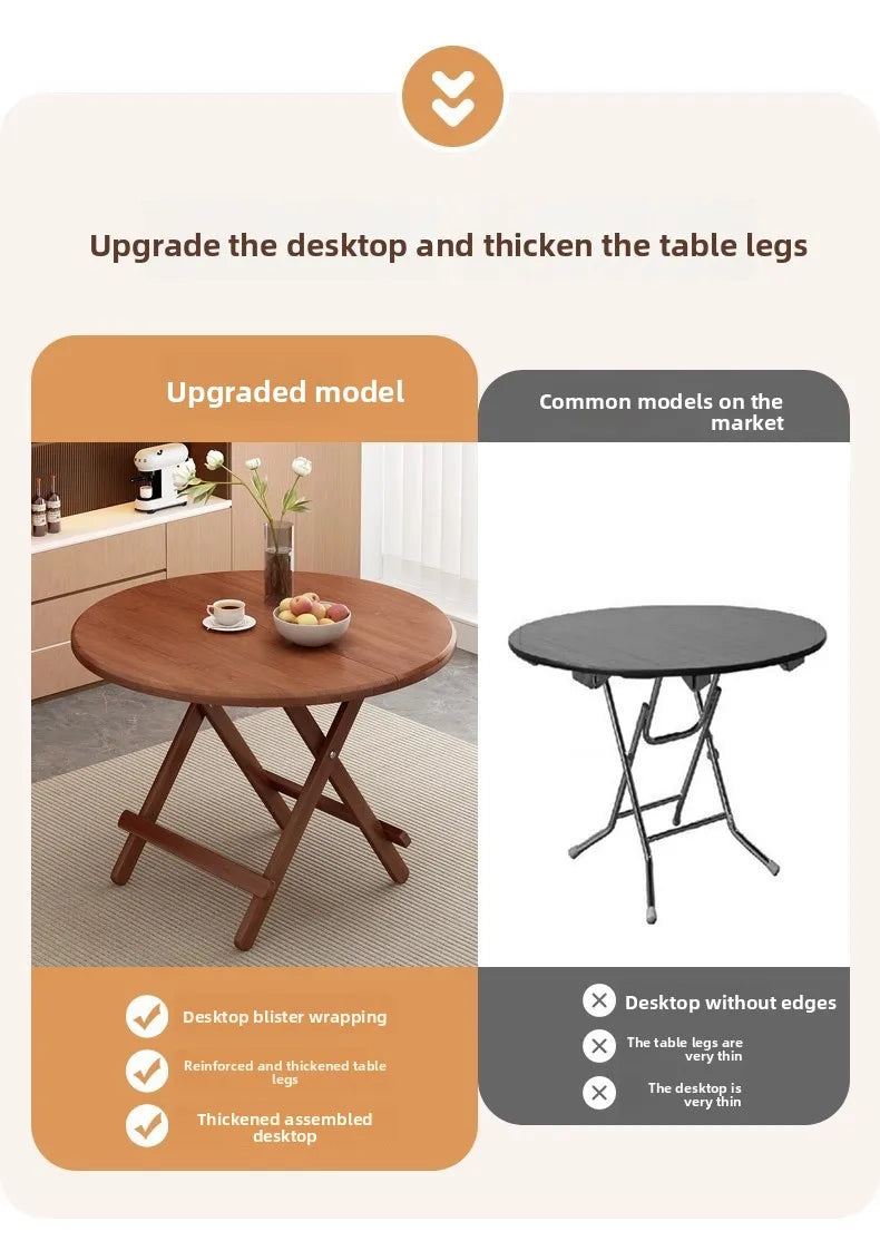 Sturdy Folding Dining Table - No Assembly Needed, Strong Stable Desk for Kitchen, Study & Office, round dining table,small table by HARMONYA STORE