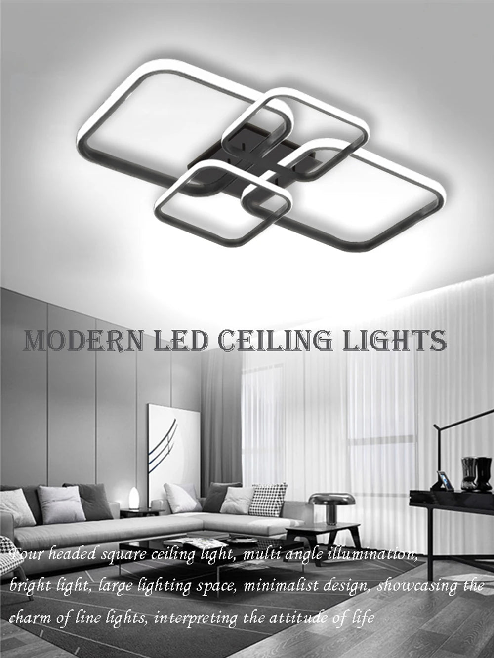 Nordic LED Ceiling Lamp Square Aluminium Balck White Home Decor For Living Room Bedroom Restaurant Indoor Lighting Fixtures by HARMONYA STORE