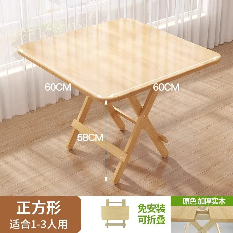 Solid Wood Rectangular Foldable Table Portable Dining Table for Home Small Apartment Balcony Bay Window Study Picnic Desk by HARMONYA STORE