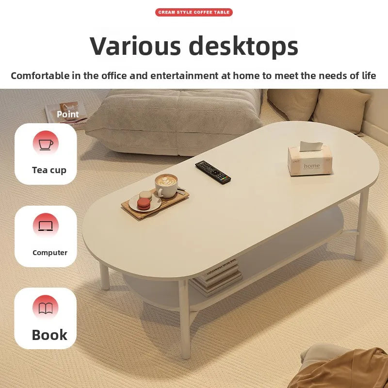 Coffee table small apartment living room household sofa tea table oval table small table by HARMONYA STORE