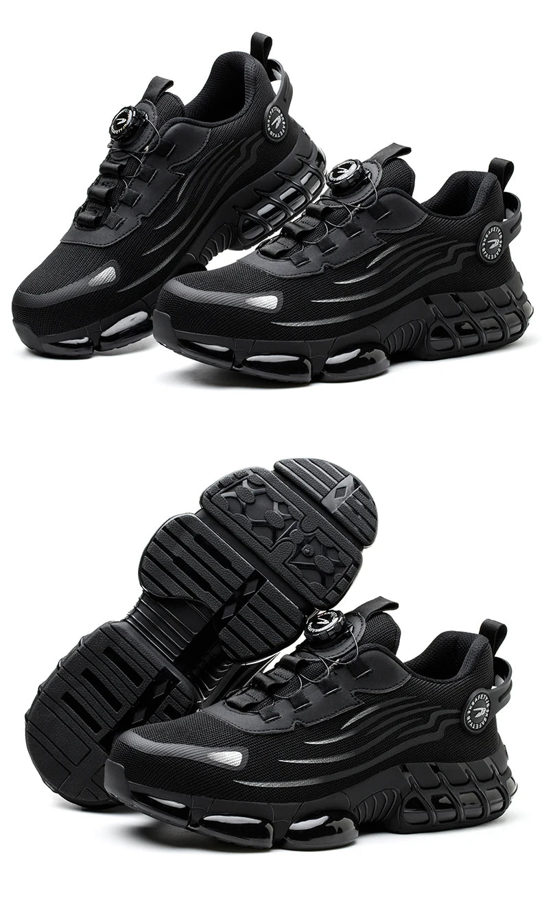 Rotating Button New Safety Shoes Men Anti-smash Anti-puncture Work Shoes Fashion Men Sport Shoes Security Protective Boots Men by HARMONYA STORE