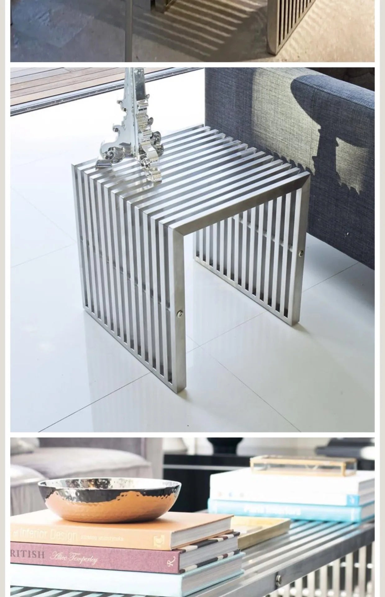 Modern Simple Stainless Steel Side Table Baohaus Medieval Living Room Metal Coffee Table Cafe Small Long Table by HARMONYA STORE