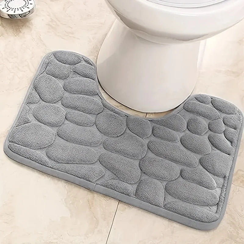 Washroom toilet foot mat U-shaped floor mat waterproof pad Bathroom bathroom water absorption anti-skid pad by HARMONYA STORE