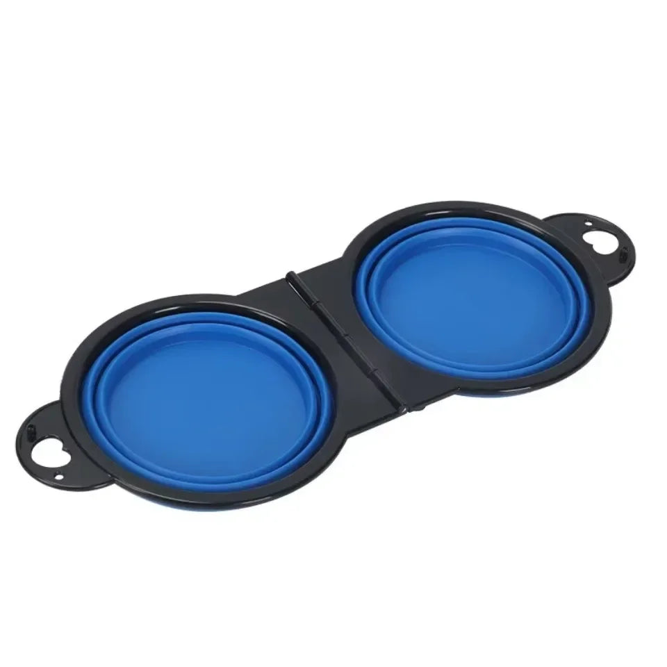 1-piece 2-in-1 Foldable Dual Bowl Feeding Bowl Portable Outdoor Travel Dog Cat Drinking Bowl Pet Supplies Outdoor Feeding Water by HARMONYA STORE