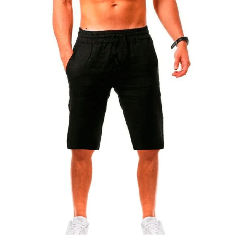 New Men's Cotton Linen Shorts Pants Male Summer Breathable Solid Color Linen Trousers Fitness Streetwear S-3XL by HARMONYA STORE