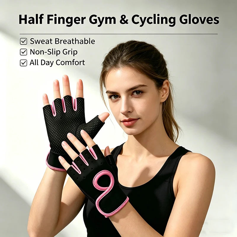 Breathable Half Finger Workout Gloves, Anti-Slip Weight Lifting Gym Gloves, Non-Slip Palm for Cycling, Mountain Climbing, Fitnes by HARMONYA STORE