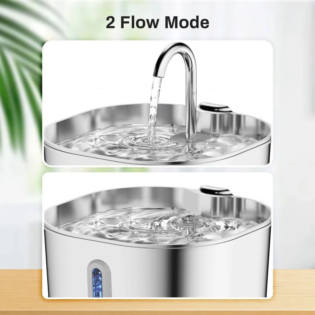 ZYFeeder 2.2L Automatic Cat Water Fountain Square Stainless Steel Pet Water Feeder Dog Water Fountain with window（No 5V 1A Plug） by HARMONYA STORE