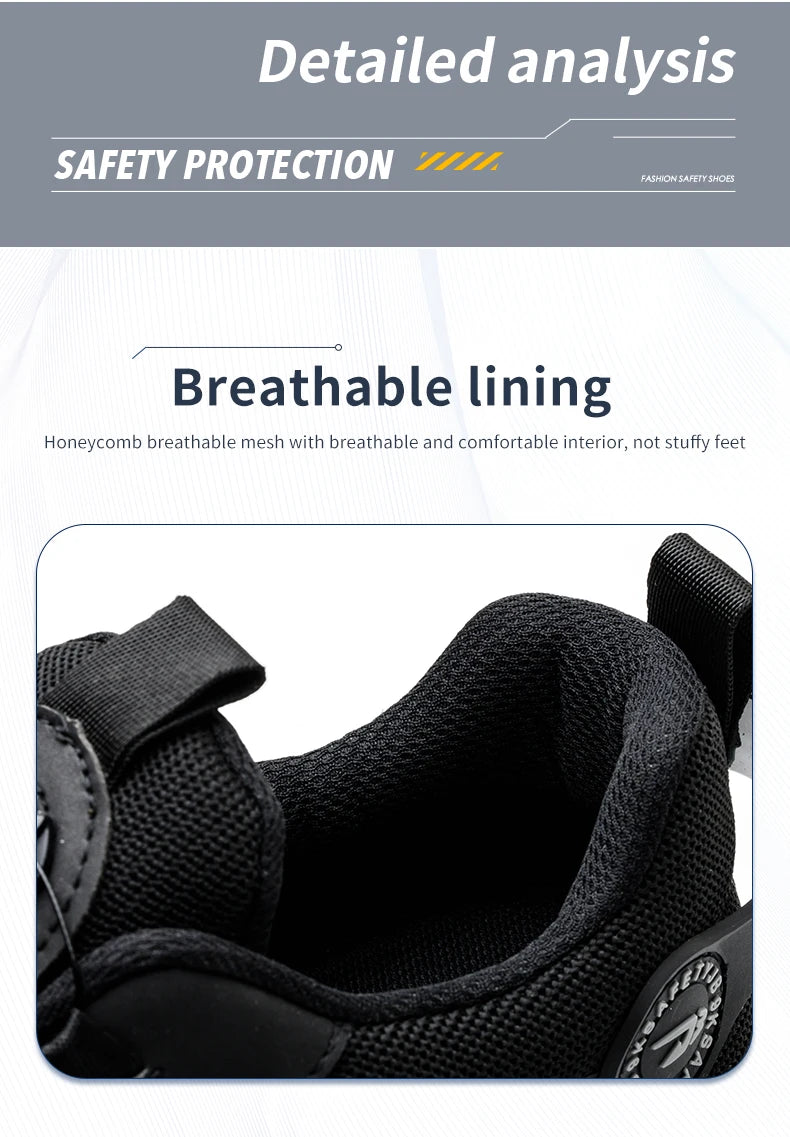 Rotating Button New Safety Shoes Men Anti-smash Anti-puncture Work Shoes Fashion Men Sport Shoes Security Protective Boots Men by HARMONYA STORE