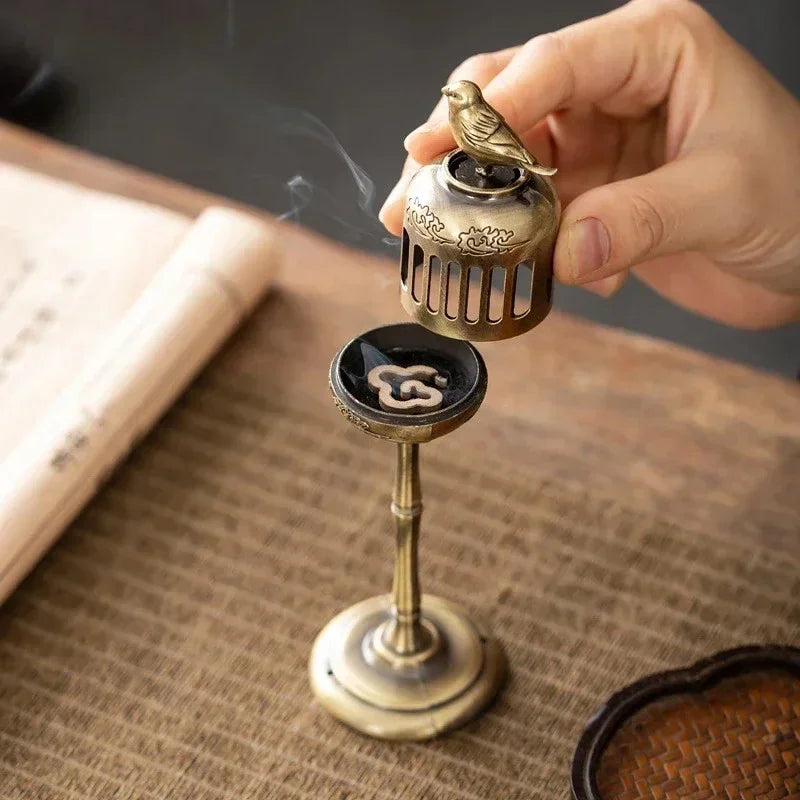 Magpie Hollow Lamp Sandalwood Fragrance Censer Smoking Backflow Incense Holder Tea House Ornaments Study Room Home Decor by HARMONYA STORE