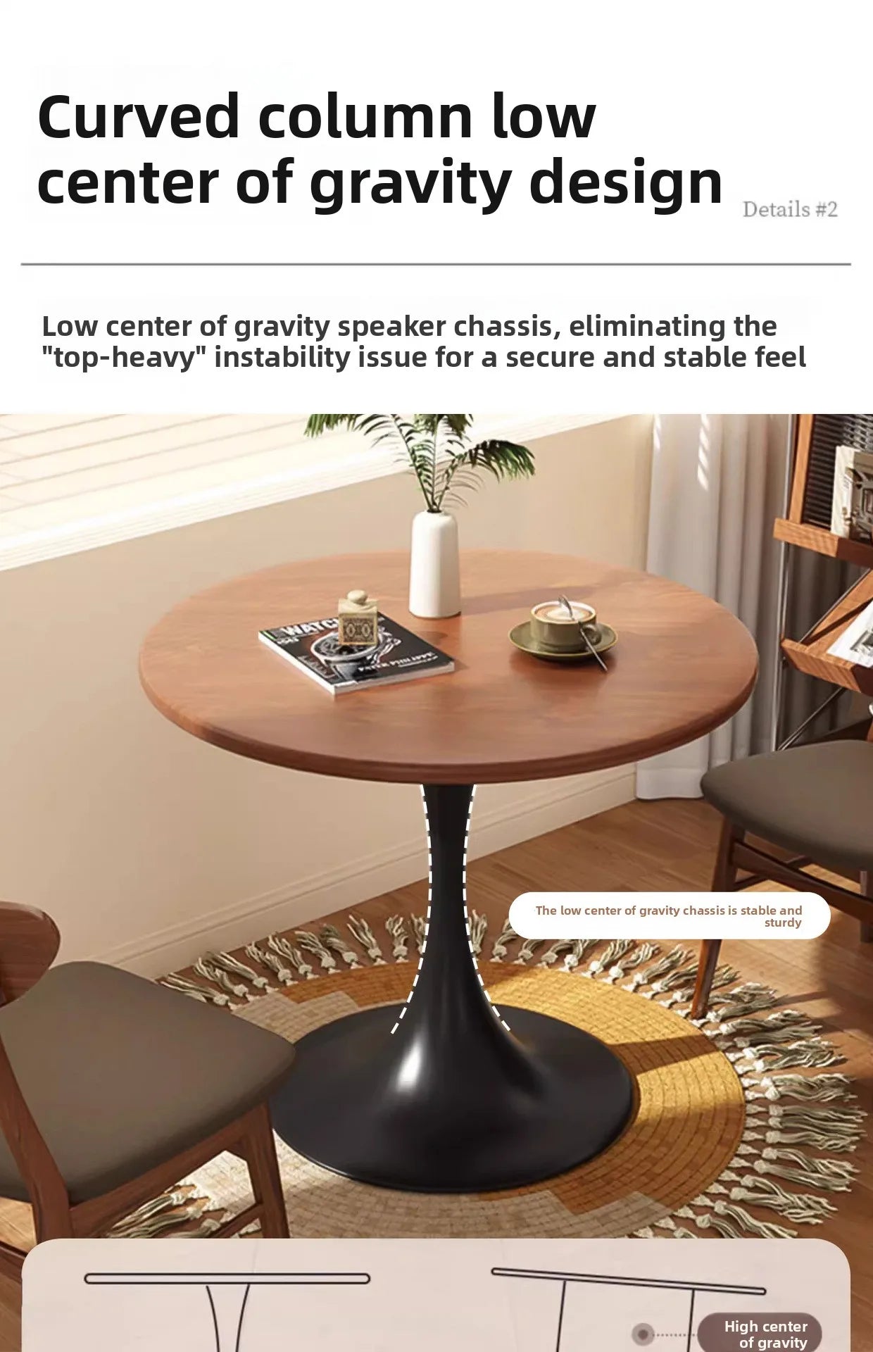 Modern tulip round table, household wooden dining table, negotiation tea table, coffee round table, carbon steel metal base by HARMONYA STORE