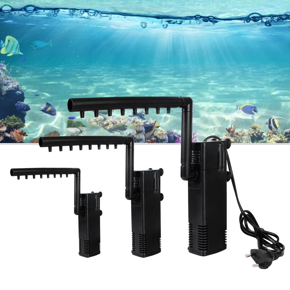 EU Plug Low Level Water Submersible Water Filter Pump Turtle Tank Filter Aquarium Fish Tank Oxygen Increasing Pump Add Oxygen by HARMONYA STORE