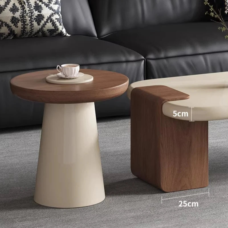 Modern Coffee Table Living Room Small Marble Side Table Glass Round Center Table Nordic Japandi Wabi Sabi Minimalist Furniture by HARMONYA STORE