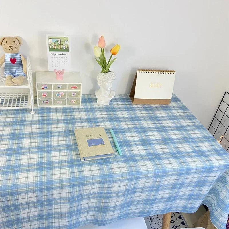 Plaid Tablecloth Table Cloth Desk Mat Dust-proof Dining Table Cloth Furniture Protector Picnic Mat Tapete Dressing Table Mat by HARMONYA STORE