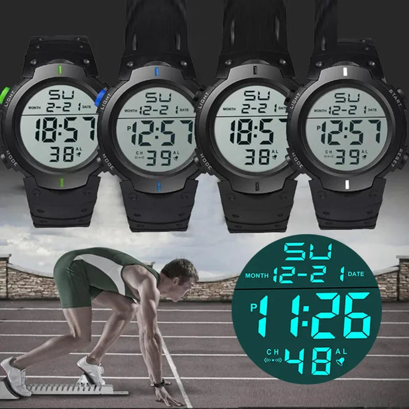 Men Sport LED Watches Top Brand Men Digital Clock Multi-Functional Rubber Man Fitnes Athlete Timekeeping Electronic Watch Reloj by HARMONYA STORE
