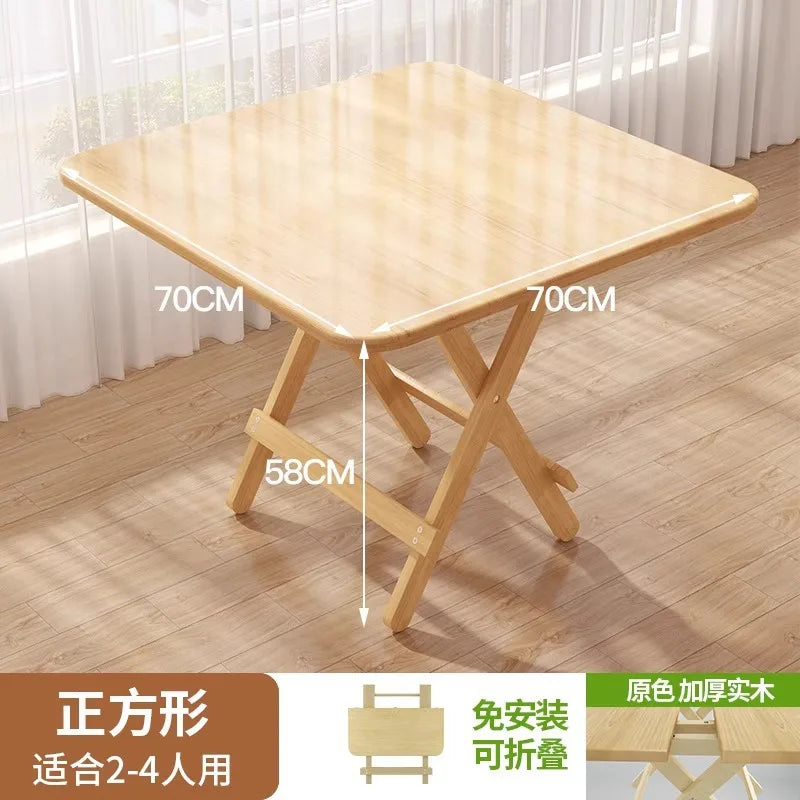 Solid Wood Rectangular Foldable Table Portable Dining Table for Home Small Apartment Balcony Bay Window Study Picnic Desk by HARMONYA STORE