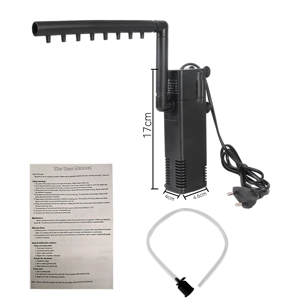 EU Plug Low Level Water Submersible Water Filter Pump Turtle Tank Filter Aquarium Fish Tank Oxygen Increasing Pump Add Oxygen by HARMONYA STORE