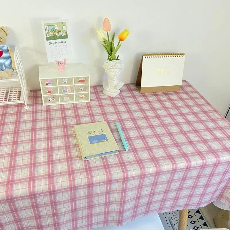 Plaid Tablecloth Table Cloth Desk Mat Dust-proof Dining Table Cloth Furniture Protector Picnic Mat Tapete Dressing Table Mat by HARMONYA STORE