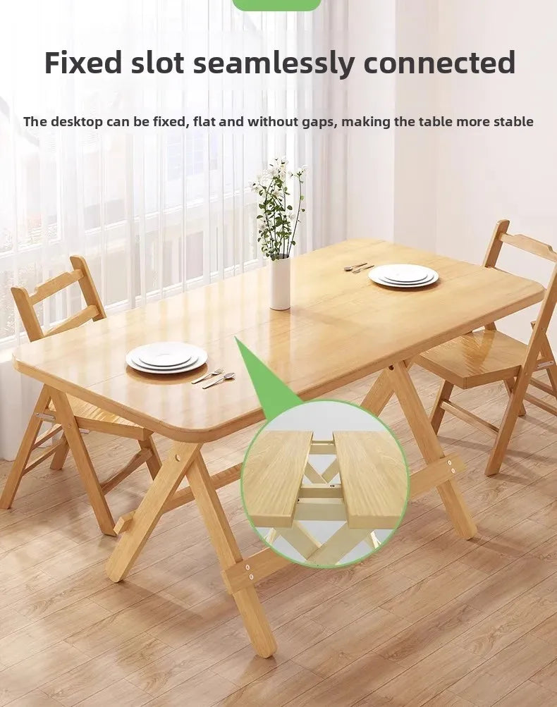 Solid Wood Rectangular Foldable Table Portable Dining Table for Home Small Apartment Balcony Bay Window Study Picnic Desk by HARMONYA STORE