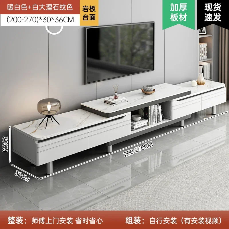 Modern LED TV Stand for Televisions Up Coffee Table Glass Shelves and Drawer Gaming Entertainment Center with Multiple Cabinet by HARMONYA STORE