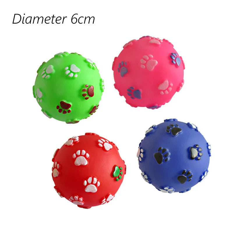 1pcs Diameter 6cm Squeaky Pet Dog Ball Toys for Small Dogs Rubber Chew Puppy Toy Dog Stuff Dogs Toys Pets brinquedo cachorro by HARMONYA STORE
