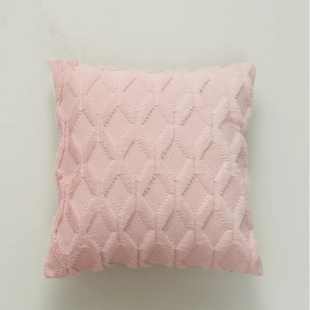 Plush Embroidered Cushion Cover 50x50cm/60x60 Faux Fur Soft Square Case Nordic Sofa Throw Pillow Cover Bedroom Home Decor by HARMONYA STORE