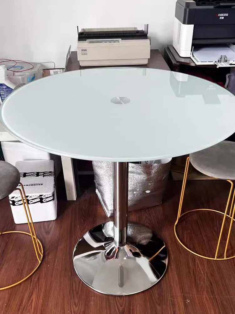 TieHo,Tempered Glass Round Table for Small Apartment, Coffee Table, Dining Table, Transparent Glass Countertop, Office Furniture by HARMONYA STORE