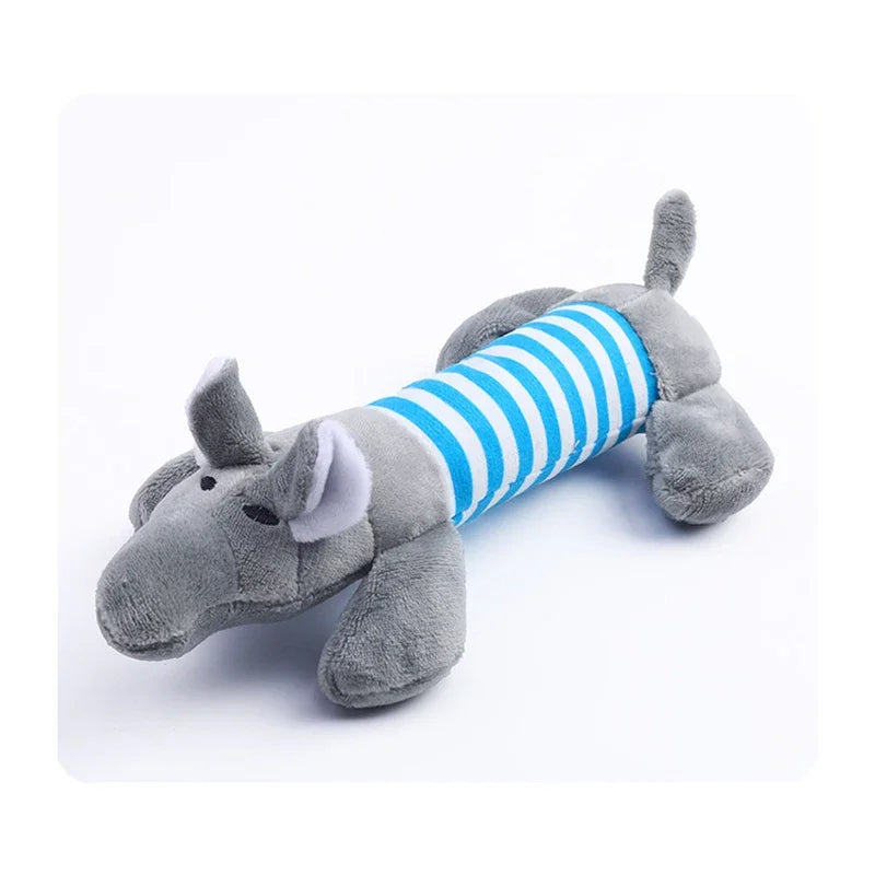 Pet Dogs, Cats, Plush Cartoon Embroidery, Bite Resistant and Stress Relieving, Ducks, Pigs, Elephants, Cute Vocalizations Toys by HARMONYA STORE