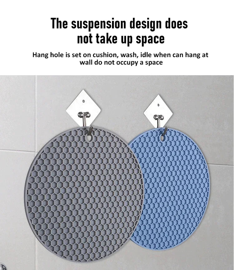 Table mat tool multifunctional kitchen silicone tableware mat, round anti slip and heat-resistant coffee cup coaster, pot holder by HARMONYA STORE