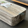 Rectangular Sliver Grey Travertine Marble Coffee Table Modern Luxury Minimalist Mable Beside Table for Cafe Terrace Furniture by DSERS