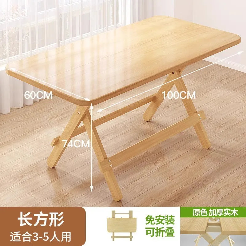 Solid Wood Rectangular Foldable Table Portable Dining Table for Home Small Apartment Balcony Bay Window Study Picnic Desk by HARMONYA STORE