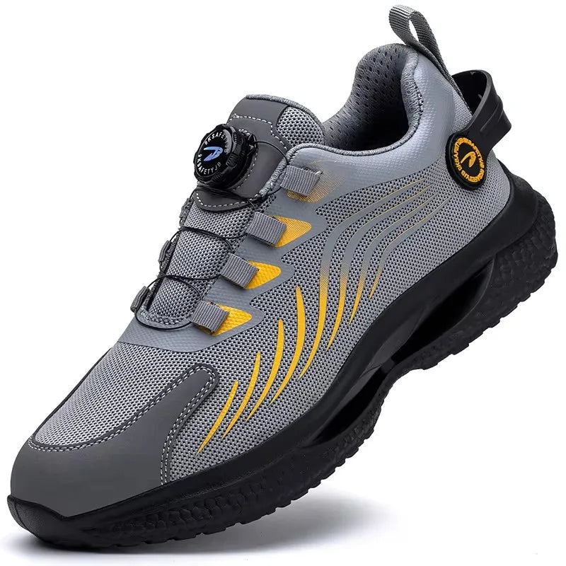 Rotating Button New Safety Shoes Men Anti-smash Anti-puncture Work Shoes Fashion Men Sport Shoes Security Protective Boots Men by HARMONYA STORE