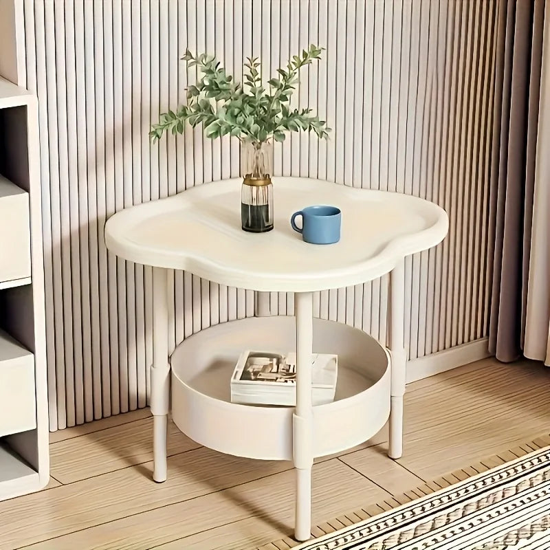 [Stylish Side Table] Stylish Modern Round Side Table with Storage Shelf | Space-Saving, Lightweight for Living Room, Bedroom by HARMONYA STORE