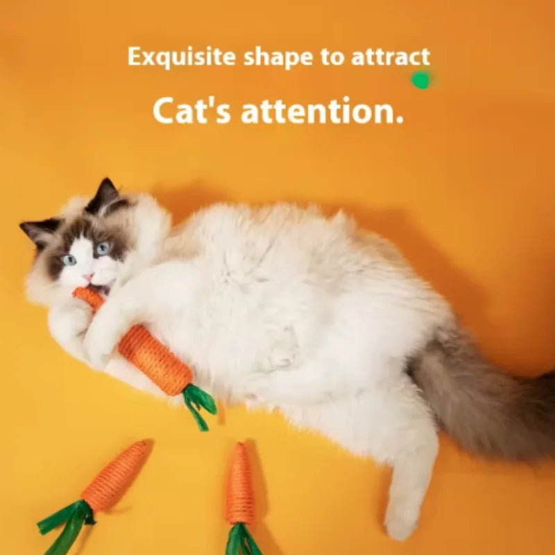 Fun Cat Teething Stick Sound Carrot Cuddle Toy Anti-Bite Scratch Board Pet Supplies for Interactive Entertainment by HARMONYA STORE