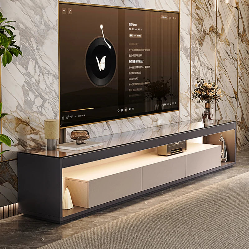 Glas Transparent Tv Table Cabinet Storage Luxury Floor Modern Tv Table Entertainment Center Meuble Television Salon Furnitures by HARMONYA STORE