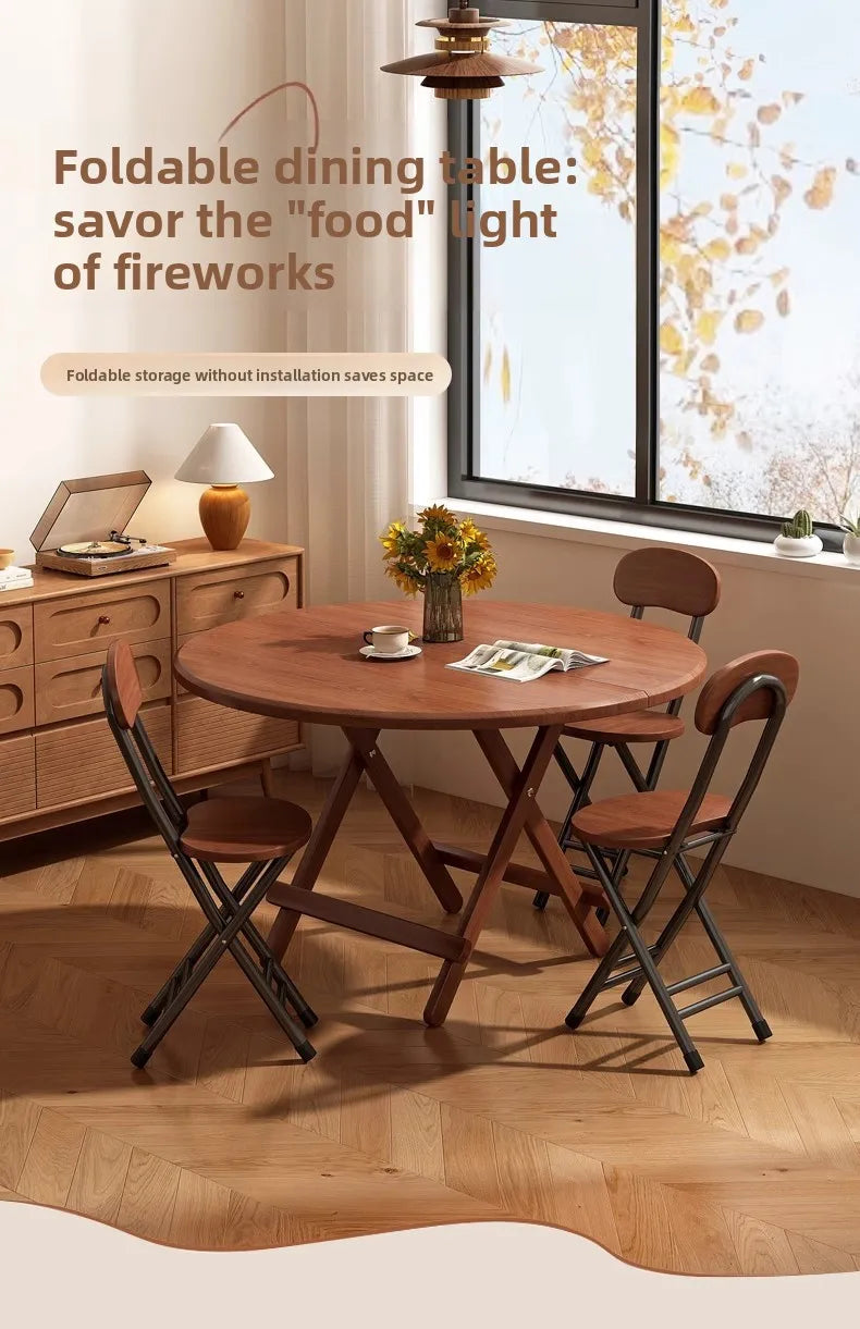 Sturdy Folding Dining Table - No Assembly Needed, Strong Stable Desk for Kitchen, Study & Office, round dining table,small table by HARMONYA STORE