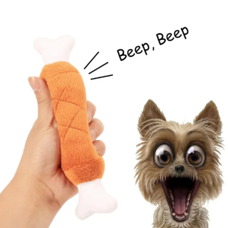 Puppy Squeaker Squeaky Plush Bone Dog Toy - Fun Chew Toy for Teething Pets Molar Training Accessory for Canine Playtime by HARMONYA STORE