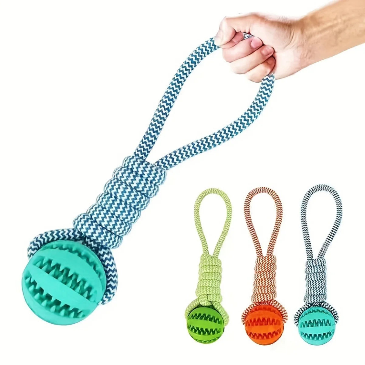 Pet Toy Dog Bite-Resistant Cotton Rope Hand-Held Treat Ball for Teeth Cleaning and Training, Interactive Educational Toy Ball by HARMONYA STORE