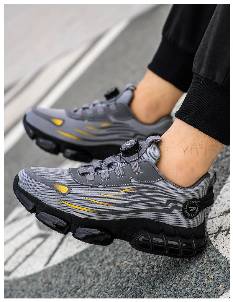 Rotating Button New Safety Shoes Men Anti-smash Anti-puncture Work Shoes Fashion Men Sport Shoes Security Protective Boots Men by HARMONYA STORE