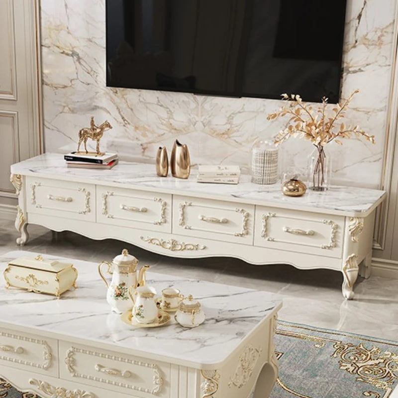 Home Light luxury modern simple 140cm coffee table 180cm TV cabinet combination set side tables tv stand living room furniture by HARMONYA STORE