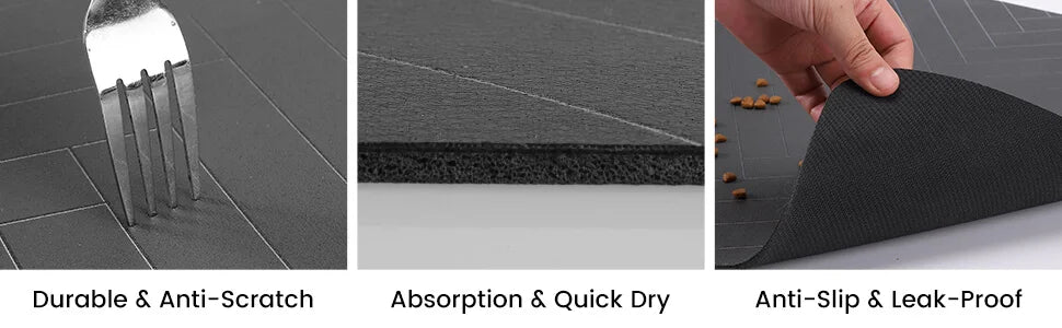 Pet Feeding Mat-Absorbent Pet Placemat Rubber Backing Quick Dry Water Mat for Dog Cat for Food and Water Bowl with Waterproof by HARMONYA STORE