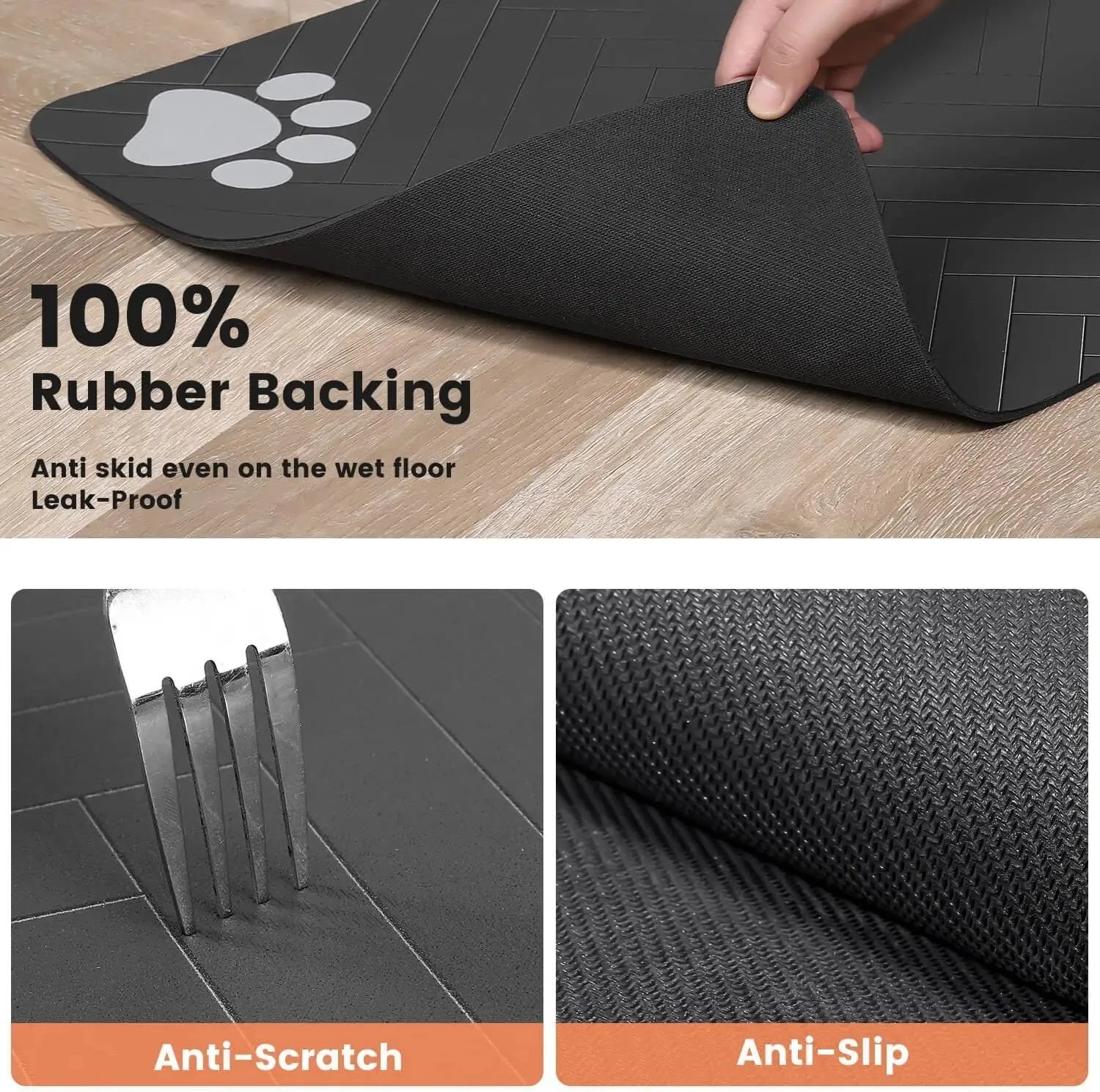 Pet Feeding Mat-Absorbent Pet Placemat Rubber Backing Quick Dry Water Mat for Dog Cat for Food and Water Bowl with Waterproof by HARMONYA STORE