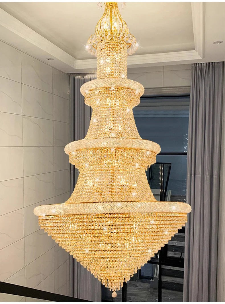 Luxury Crystal Chandeliers Home Decorate Ceiling Chandelier Lustre Duplex Loft Pendant Lights for Living Dining Room Żyrandol by HARMONYA STORE