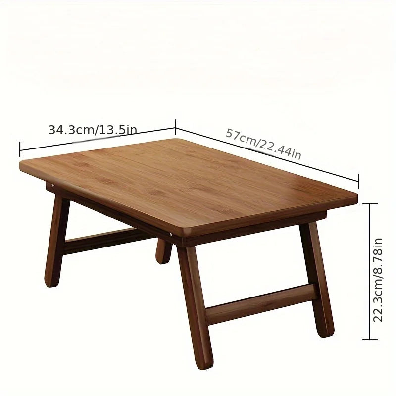 Versatile Foldable Coffee Table - Brown, Bamboo Top, Contemporary Style for Bay Window, Balcony, or Study Area, tea table by HARMONYA STORE