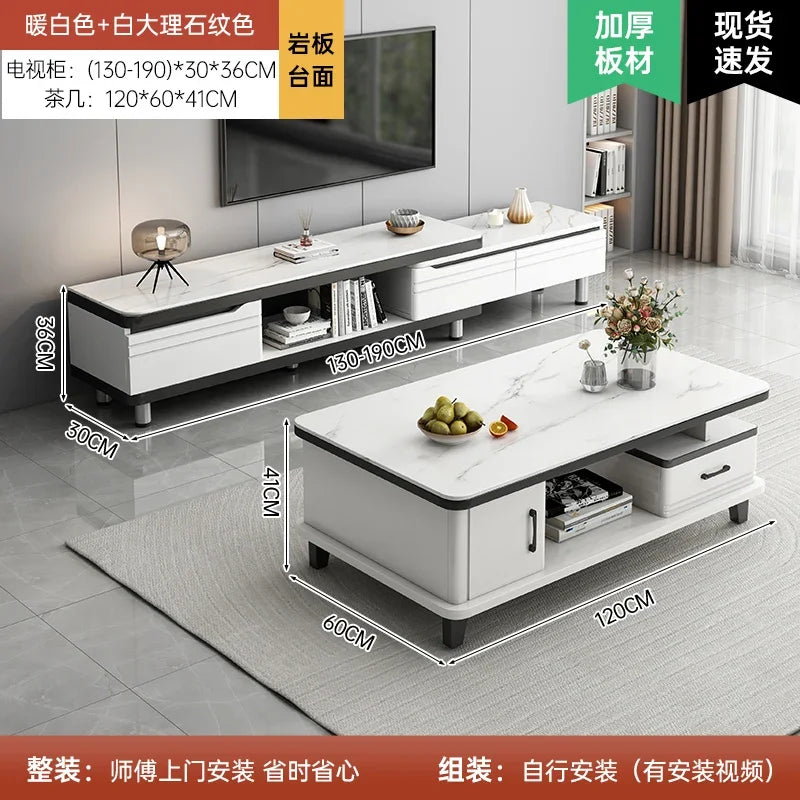 Modern LED TV Stand for Televisions Up Coffee Table Glass Shelves and Drawer Gaming Entertainment Center with Multiple Cabinet by HARMONYA STORE
