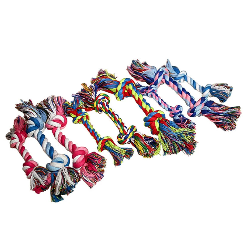Random Color Pet Dog Toy Bite Rope Double Knot Cotton Rope Funny Cat Toy Bite Resistant and Sharp Teeth Pet Supplies Puppy Toys by HARMONYA STORE