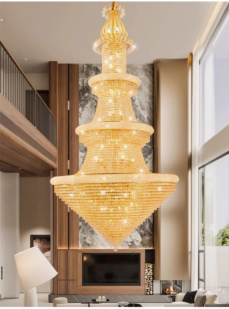 Luxury Crystal Chandeliers Home Decorate Ceiling Chandelier Lustre Duplex Loft Pendant Lights for Living Dining Room Żyrandol by HARMONYA STORE