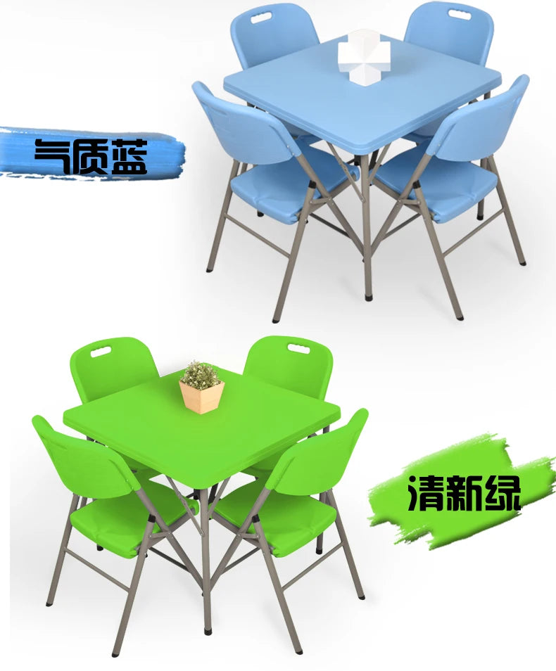 Folding square table, household dining table, square mahjong square table, outdoor portable plastic stall, street stall table by HARMONYA STORE